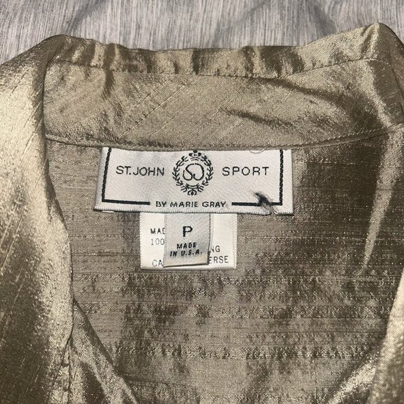 St. John Sport by Marie Green Long Sleeve Button Down Tie Waist Jacket Top Sz P - Picture 10 of 11